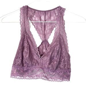 NWT Victoria's Secret Lace Scalloped Trim Racerback Bralette Purple Medium